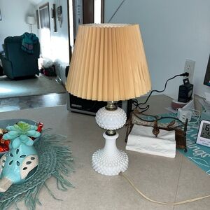 Classic White and Tan Hobnail Table Lamp